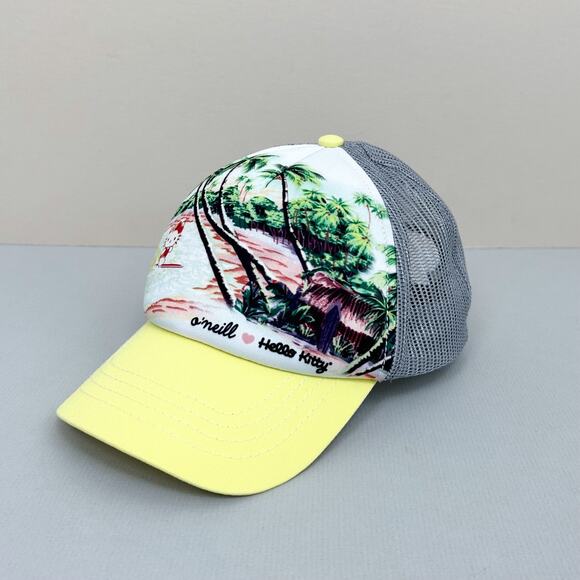O'Neill X Hello Kitty Yellow Tropical Child's Trucker Hat - Picture 2 of 6